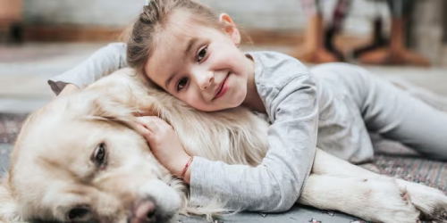 girl and dog